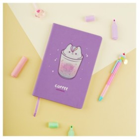 Ежедневник недатированный, А5, 136л., кожзам, MESHU "Magic. Catffee house", тон. блок, аппликация с анимированным изображением