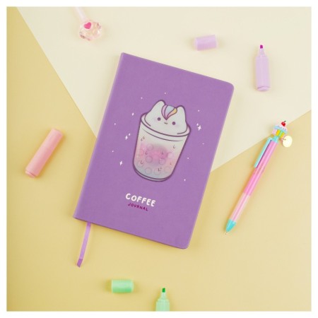 Ежедневник недатированный, А5, 136л., кожзам, MESHU "Magic. Catffee house", тон. блок, аппликация с анимированным изображением