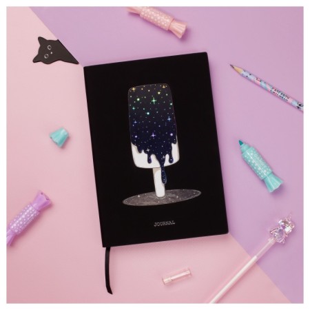 Ежедневник недатированный, А5, 136л., кожзам, MESHU "Magic. Ice cream", тон. блок, аппликация с анимированным изображением