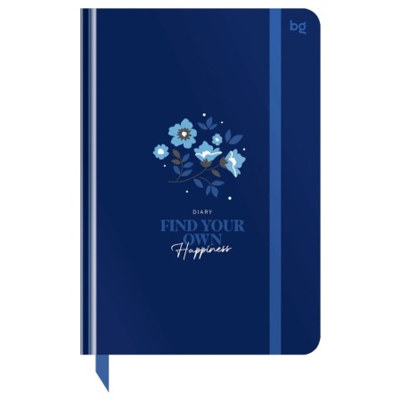 Ежедневник недатированный А5, 136л., 7БЦ BG "Flowery. Blue", глянцевая ламинация, отд.фольгой