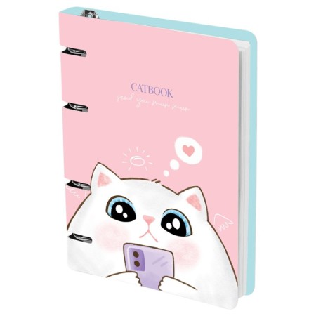 Тетрадь на кольцах А5, 100л., MESHU Cat book, картон, матовая ламинация, выборочный УФ-лак