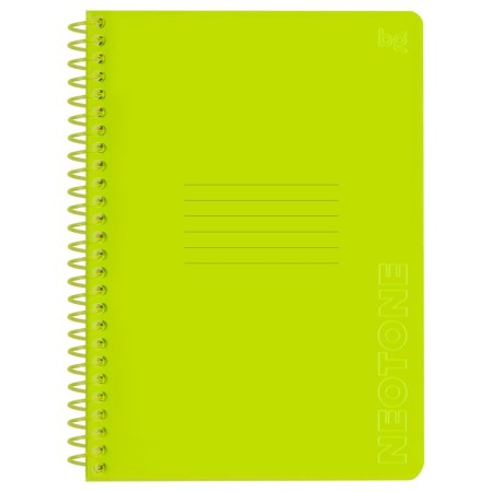 Тетрадь 96л., А5, клетка на пластиковом гребне, BG Neon. Yellow, пластиковая обложка