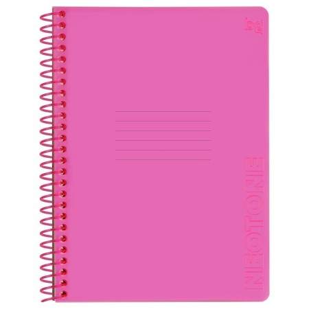Тетрадь 96л., А5, клетка на пластиковом гребне, BG Neon. Pink, пластиковая обложка