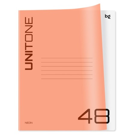 Тетрадь 48л. клетка BG UniTone. Neon, пластиковая обложка, неон оранжевый