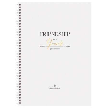 Тетрадь 80л., А4, клетка на гребне GreenwichLine Friendship, матовая ламинация, тиснение фольгой, 80г/м2