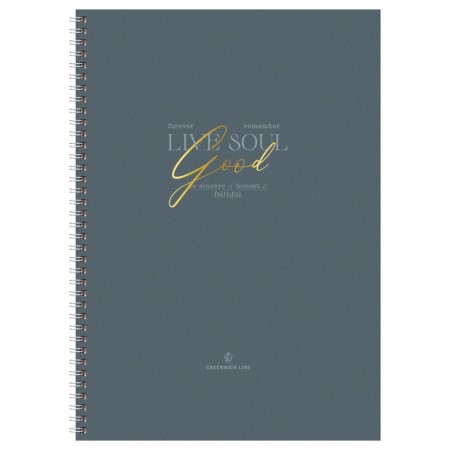 Тетрадь 80л., А4, клетка на гребне GreenwichLine Honestum, матовая ламинация, тиснение фольгой, 80г/м2