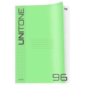 Тетрадь 96л., А4 клетка BG UniTone. Neon, пластиковая обложка, неон салатовый