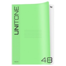Тетрадь 48л., А4 клетка BG UniTone. Neon, пластиковая обложка, неон салатовый