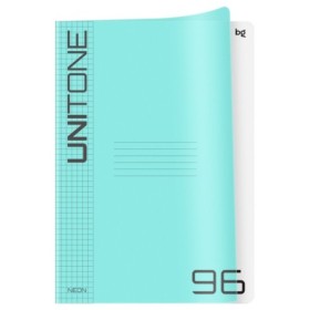 Тетрадь 96л., А4 клетка BG UniTone. Neon, пластиковая обложка, неон голубой