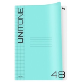 Тетрадь 48л., А4 клетка BG UniTone. Neon, пластиковая обложка, неон голубой
