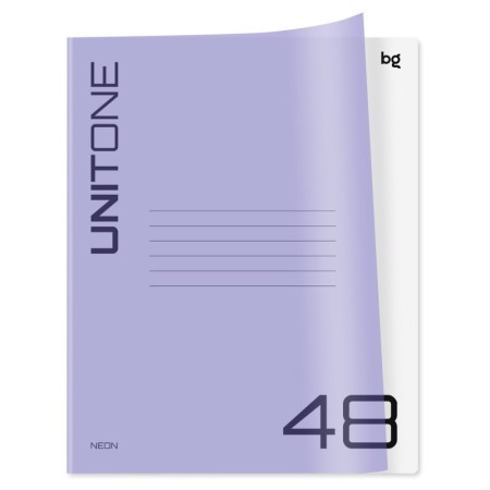 Тетрадь 48л. клетка BG UniTone. Neon, пластиковая обложка, неон сиреневый