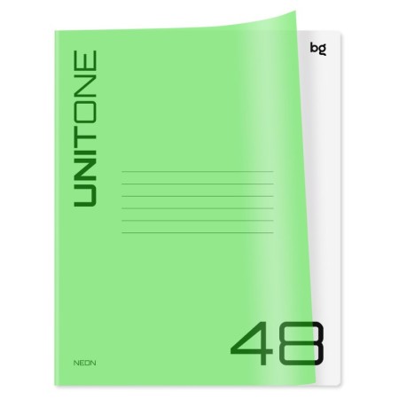 Тетрадь 48л. клетка BG UniTone. Neon, пластиковая обложка, неон салатовый