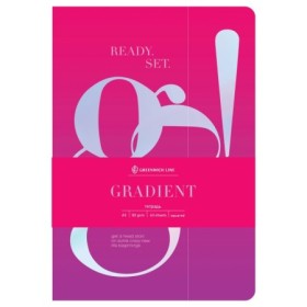 Тетрадь 40л., А5, клетка на сшивке Greenwich Line Gradient, софт-тач ламинация, тиснение фольгой, тон. блок 80г/м2