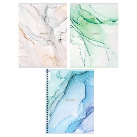 Тетрадь 80л., А5, клетка на гребне GreenwichLine Marble color, матовая ламинация, тиснение фольгой, 70г/м2