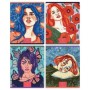 Тетрадь 48л., А5, клетка Greenwich Line Ornament girls, матовая ламинация, тиснение фольгой, 70г/м2