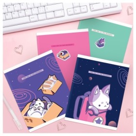 Тетрадь 48л., А5, клетка MESHU Catbox, матовая ламинация, выборочный УФ-лак