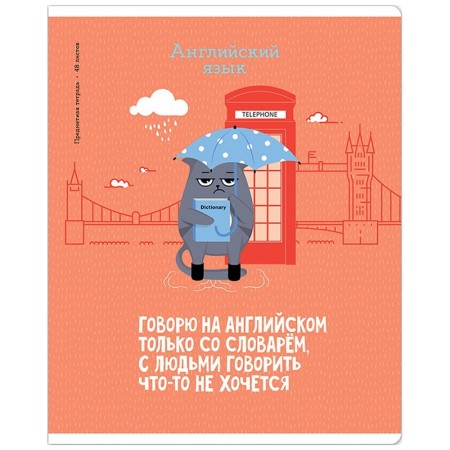 Тетрадь предметная 48л. ArtSpace Котоцинизм - Английский язык, ТВИН-лак
