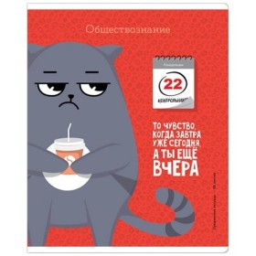 Тетрадь предметная 48л. ArtSpace Котоцинизм - Обществознание, ТВИН-лак