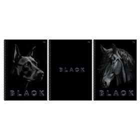 Тетрадь 80л., А4, клетка, на гребне BG Just black, soft-touch ламинация, выб. лак