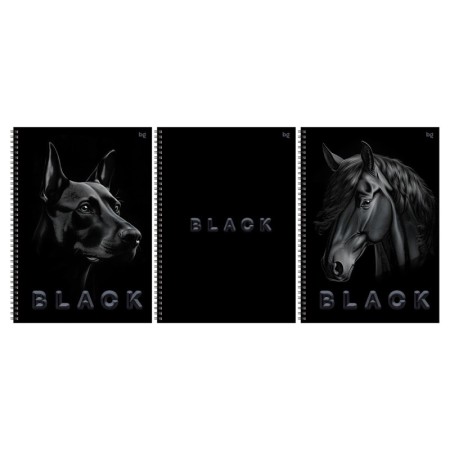 Тетрадь 80л., А4, клетка, на гребне BG Just black, soft-touch ламинация, выб. лак