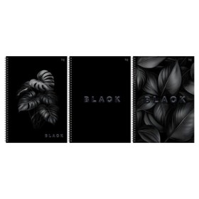 Тетрадь 96л., А4, клетка, на гребне BG Just black, soft-touch ламинация, выб. лак