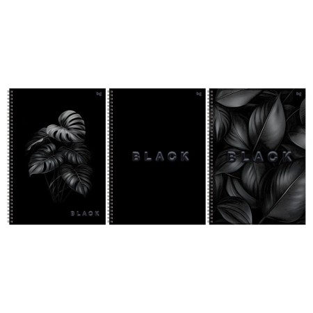Тетрадь 96л., А4, клетка, на гребне BG Just black, soft-touch ламинация, выб. лак