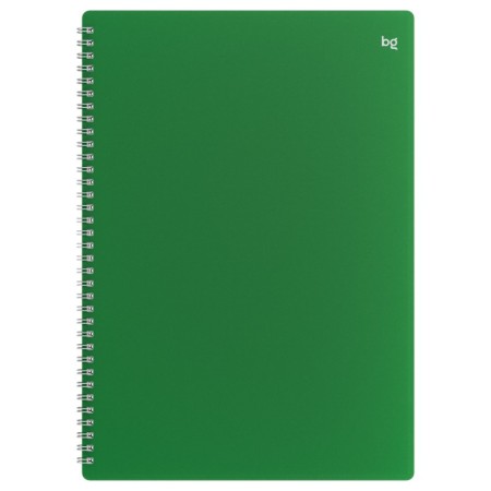 Тетрадь 48л., А4 клетка на гребне BG Base, пластиковая обложка, зеленый
