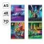 Тетрадь 48л., А5, клетка Greenwich Line Colorful futuristic art, глянцевая ламинация, 70г/м2