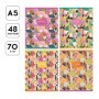 Тетрадь 48л., А5, клетка Greenwich Line Floral Kraft, глянцевая ламинация, 70г/м2