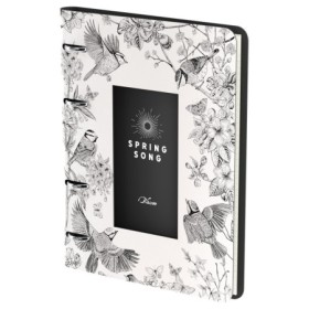Тетрадь на кольцах А5, 80л. ЛАЙТ, кожзам, Greenwich Line Spring song, тон. блок