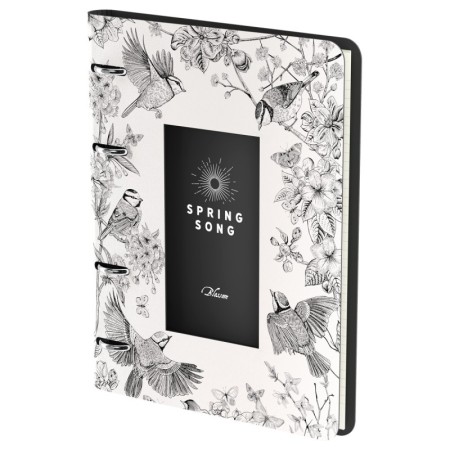 Тетрадь на кольцах А5, 80л. ЛАЙТ, кожзам, Greenwich Line Spring song, тон. блок