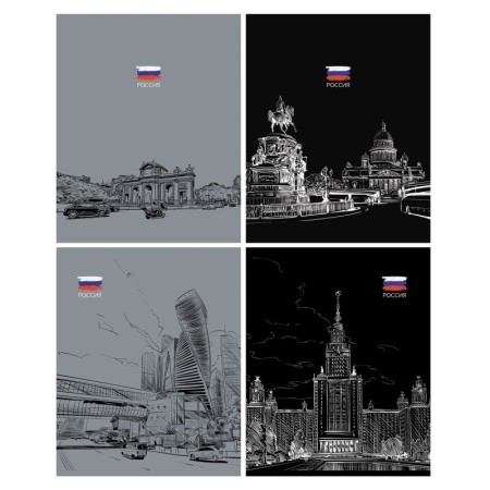 Тетрадь 48л., А5, клетка BG Патриотизм. Контрасты, эконом