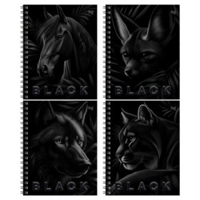 Тетрадь 48л., А5, клетка на гребне BG Just Black, soft-touch ламинация, выб.лак
