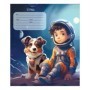 Тетрадь 12л., косая линия c доп. горизонтальной BG Космический полет, выб. лак
