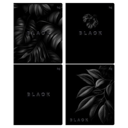 Тетрадь 48л., А5, клетка BG Just Black, soft-touch ламинация, выб.лак