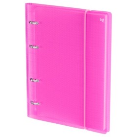 Тетрадь на кольцах А5, 120л., BG Neon, пластиковая обложка, розовый, с резинкой
