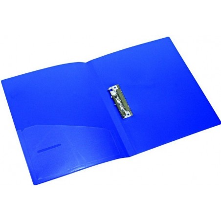 Папка синяя 0.75 мм. с боковым прижимом и карманом  А4