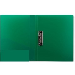 Папка пластиковая  зеленая с боковым прижимом и карманом 0.75 мм. А4