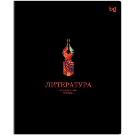 Тетрадь предметная 48л. BG Информационное поле - Литература, soft-touch ламинация, выб. лак
