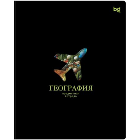 Тетрадь предметная 48л. BG Информационное поле - География, soft-touch ламинация, выб. лак