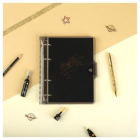 Тетрадь на кольцах 120л., А5, клетка MESHU Black cat, с пластиковой обложкой