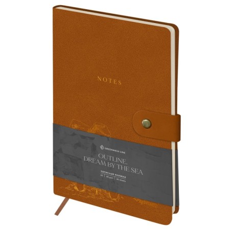 Записная книжка А5 80л., ЛАЙТ, кожзам, Greenwich Line "Outline. Dream by the sea" с замком, тиснение фольгой, внутренний карман