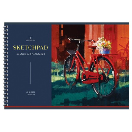 Альбом для рисования 40л., А4, на гребне Greenwich Line "About summer", 160г/м2, мат. ламинация, тисн. Фольгой