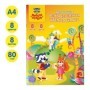 Цветная бумага мелованная-флуоресцентная А4, Мульти-Пульти, 8л., 8цв., на скобе, "Енот в волшебном мире"