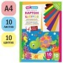 Картон цветной А4, ArtSpace, 10л., 10цв., мелованный, золото, серебро, в папке, "Волшебный. Черепашка"