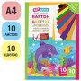 Картон цветной А4, ArtSpace, 10л., 10цв., мелованный, золото, серебро, в папке, "Волшебный. Дельфин"