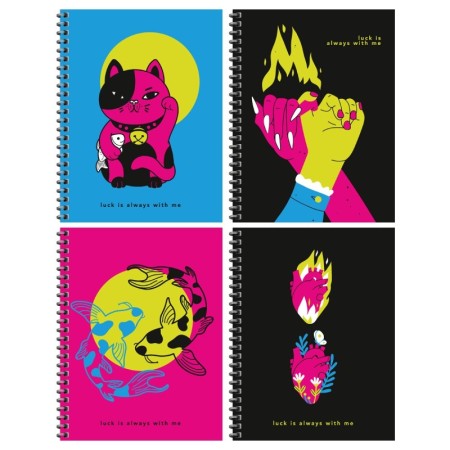 Бизнес-тетрадь 80л., А5, клетка на гребне BG "Lucky", глянцевая ламинация, пантон, твердая обложка