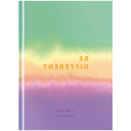 Скетчбук 120л., А5 7БЦ BG "Будь другим", матовая ламинация, трехцветный тонированный блок, 80г/м2