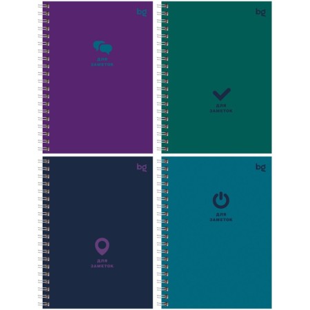 Записная книжка А6 80л., на гребне BG "Monocolor. Dark", глянцевая ламинация, твердая обложка