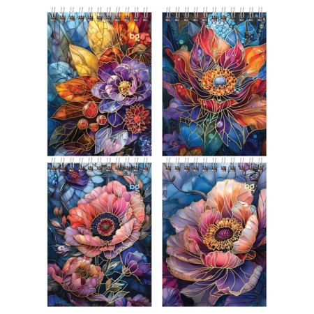 Блокнот А6 80л. на гребне BG "Витраж", глянцевая ламинация, тиснение фольгой, твердая обложка